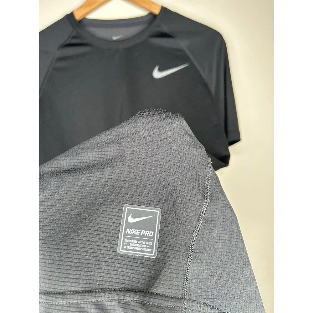 Nike Pro Dri Fit Mens Size Medium Breathe Training Intense Workout Black T Shirt